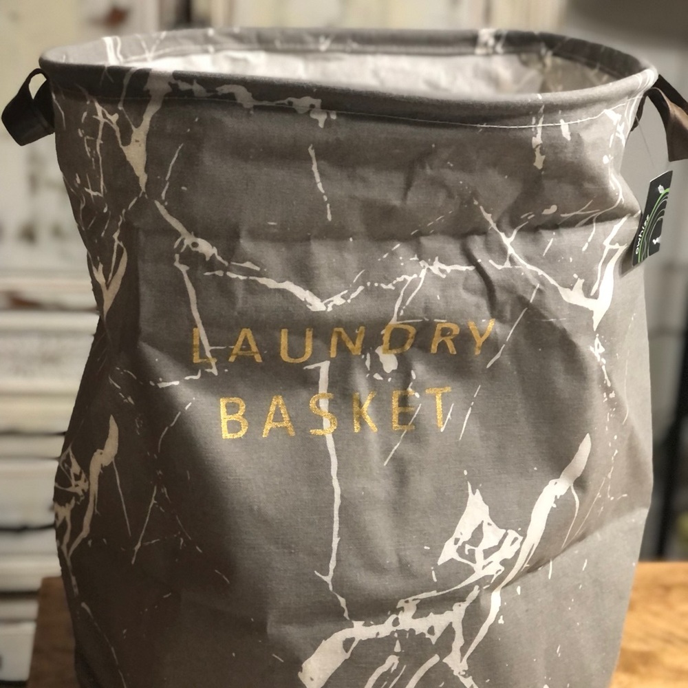 Gray Laundry Basket, Fabric Hamper, Home Decor